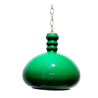 Vintage French Green Glass Pendant Light For Sale