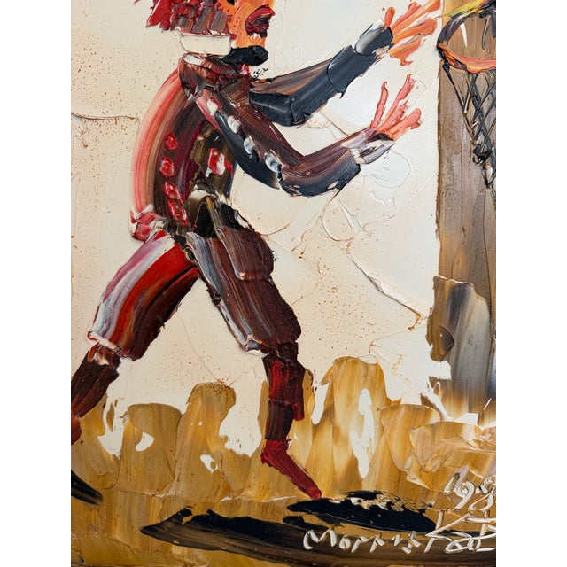 1980 Morris Katz (1931–2010) Original Oil Painting Clown Impasto Palette Knife For Sale - Image 11 of 13