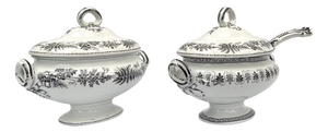 Victorian English Ironstone Alhambra Pattern Tureen Set, 1880, Set of 3