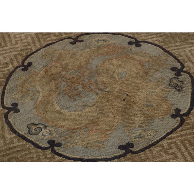 Chinese Late 18th Century Antique Chinese Dragon Rug in Gold With Pictorial Medallions For Sale - Image 3 of 7