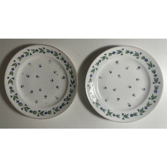 White Antique 18th Century Plates French Louis XVI Spring Cornflowers- Set of 8 For Sale - Image 8 of 10