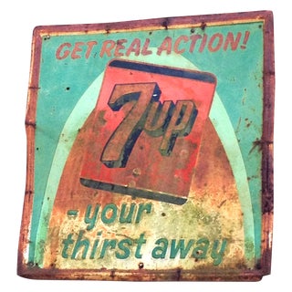 Vintage Metal 7 Up Sign For Sale