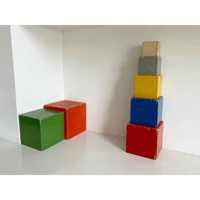 Stacking Cubes by Ko Verzuu for Ado, 1930s, Set of 7 For Sale - Image 6 of 11
