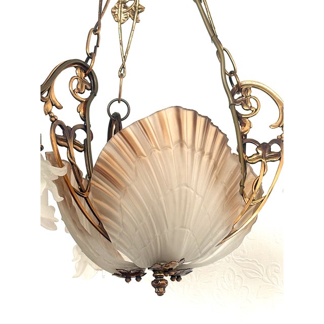 Spanish Marine Brass and Glass Chandelier, 1970s For Sale - Image 9 of 14