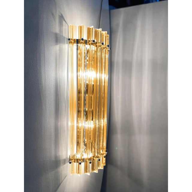 Early 21st Century Amber Triedro Murano Glass Wall Sconce in Venini by Simoeng, Set of 2 For Sale - Image 5 of 6