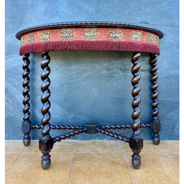 Baroque Spanish Demilune Console Table with Twisted Legs, 1920s For Sale - Image 4 of 8