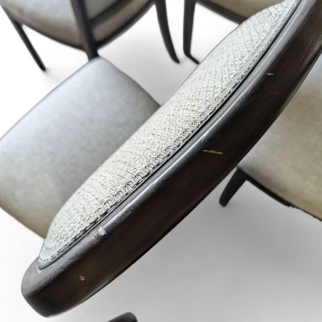 Late 20th Century Set of Six Reupholstered Grey Wood Dining Chairs For Sale - Image 15 of 18