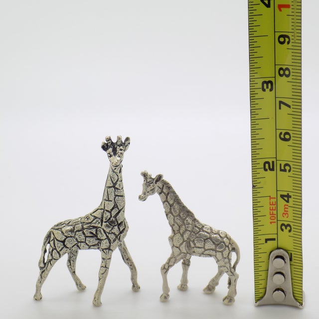 2 X Vintage Italian Handmade Genuine Silver Giraffes Figurine Miniatures, Made in Varese (Va), Italy For Sale - Image 9 of 9