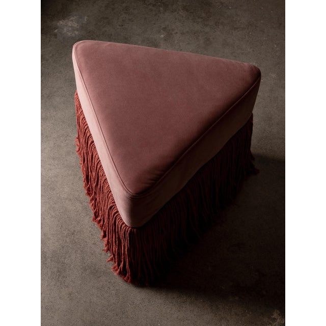 Contemporary Allard Triangular Ottoman with Fringe, Rose For Sale - Image 3 of 7