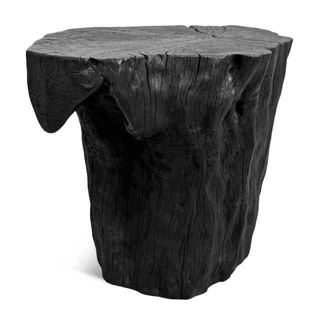 Black Organic Modern Natural Form Stump Stool / Side Table For Sale - Image 4 of 5