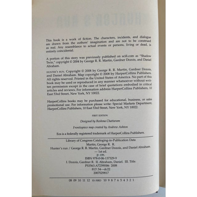 Hunter's Run First Edition 2008 Hc/Dj by George R. R. Martin, Gardner Dozois, and Daniel Abraham- Very Fine For Sale - Image 11 of 12