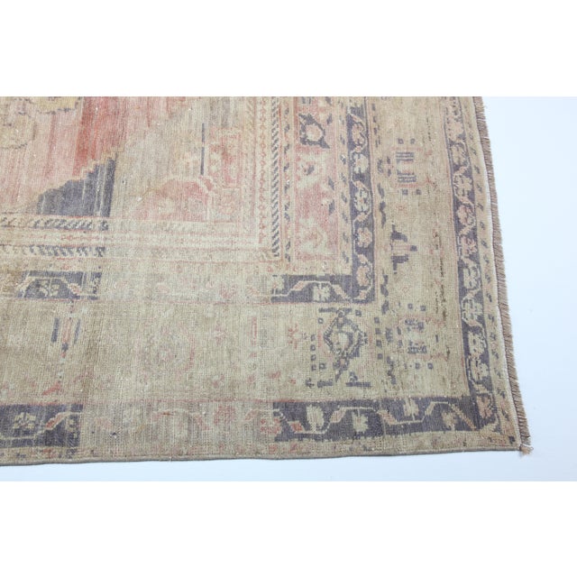 Textile Vintage Turkish Oushak Rug – Faded Beauty in Earthy Tones -5' 5'' X 8' 2'' For Sale - Image 7 of 15