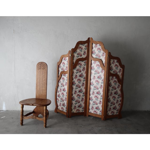 Incredible example of antique carved oak. This chair is truly unique the details are everything. The arched back, the...