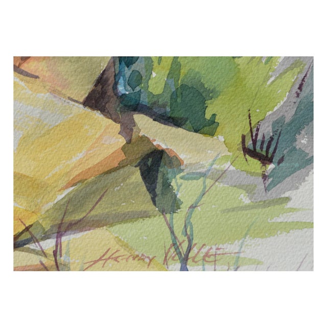 1970s Mountain River Watercolor Landscape by Henry Hank Volle For Sale - Image 4 of 6