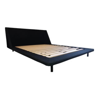 Vintage Blu Dot "Nook" Upholstered Queen-Size Bed For Sale