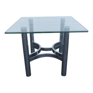 Hollywood Regency Mid Century Chrome Glass Top Side End Table 6418 For Sale