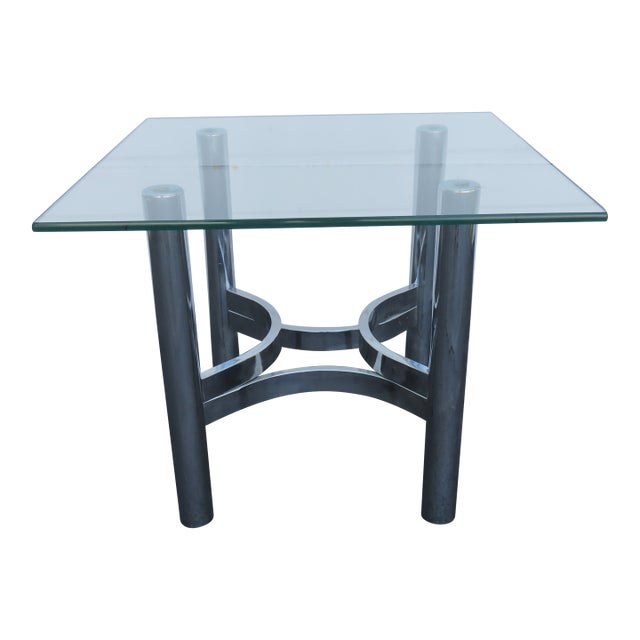 Hollywood Regency Mid Century Chrome Glass Top Side End Table 6418 For Sale