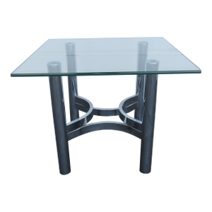 Hollywood Regency Mid Century Chrome Glass Top Side End Table 6418