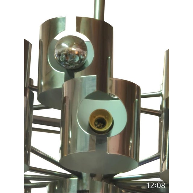 Space Age Chrome Chandelier attributed to Gaetano Sciolari, 1970s For Sale - Image 6 of 18
