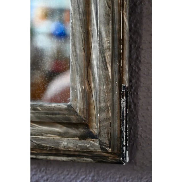 Large Louis Philippe Style Wall Mirror in Gray Wood, 1890s For Sale - Image 6 of 8