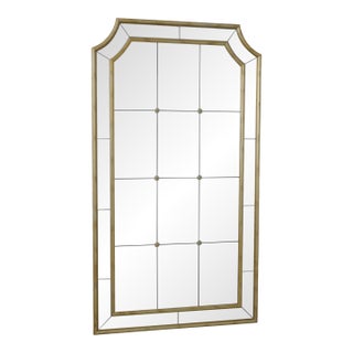 Large Gold Leaf Decorator Pier Mirror W. Distressed Glass For Sale