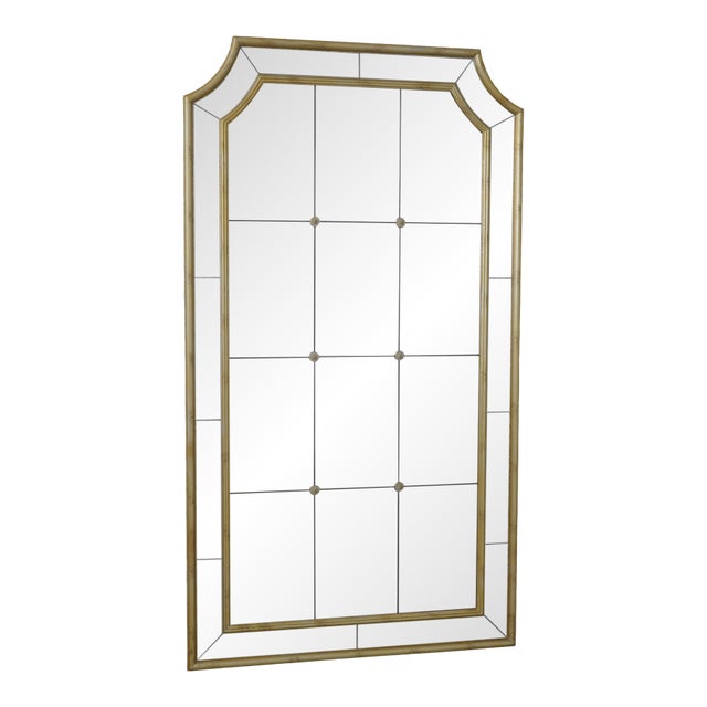 Large Gold Leaf Decorator Pier Mirror W. Distressed Glass For Sale
