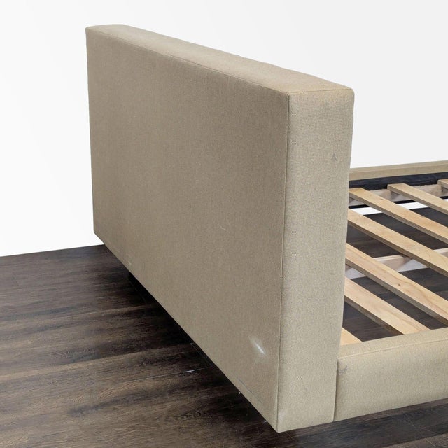 Crate & Barrel Crate & Barrel Tate Beige Upholstered Bed Frame With Tufted Headboard For Sale - Image 4 of 7