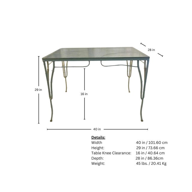 1950s Table & 4 Faux Cane and Bamboo Iron Chairs in Pink Vegan Leather For Sale - Image 18 of 18