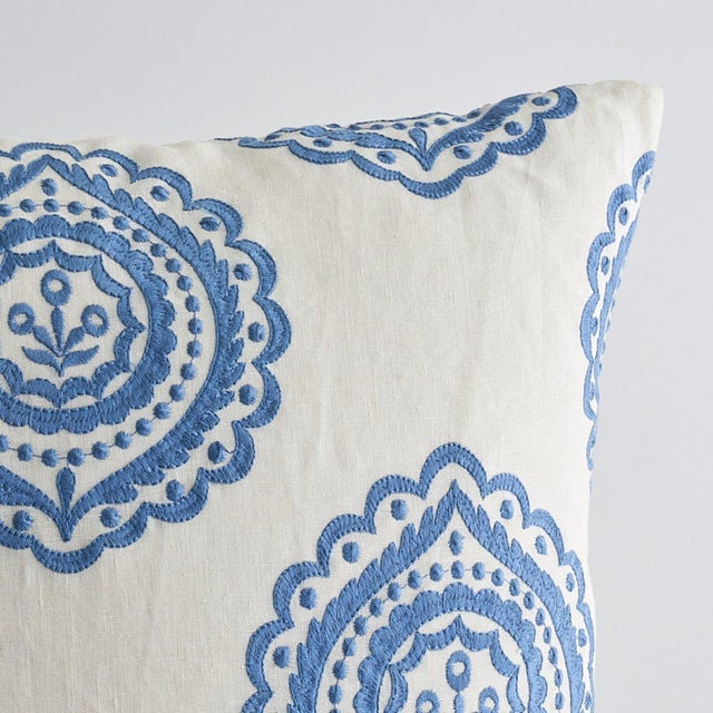This pillow features Olana Embroidery with a knife edge finish. An enchanting medallion pattern that feels both romantic...
