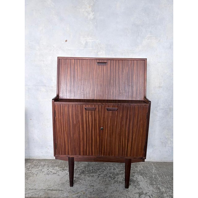 Mid-Century Modern Walnut and Teak Secretaire For Sale - Image 10 of 11