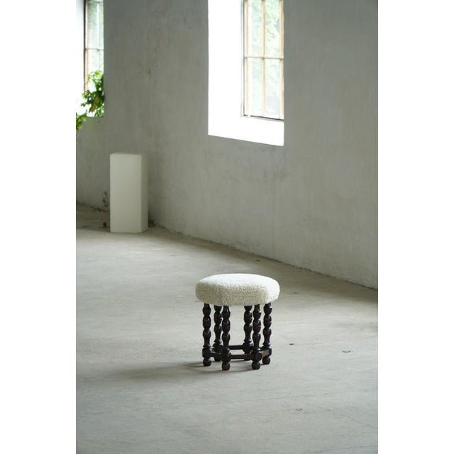 Mid-Century Modern Dark Stained Wood Stool, 1950s For Sale - Image 11 of 12