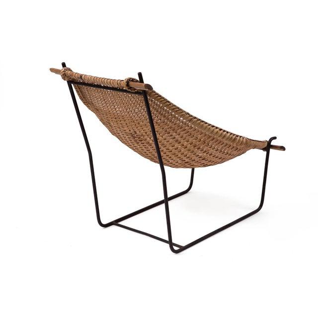 John Risley 1950s Vintage John Risley Wicker and Iron Chaise For Sale - Image 4 of 6