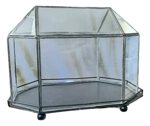 Vintage Glass & Metal Cloche Style Tabletop Greenhouse / Terrarium