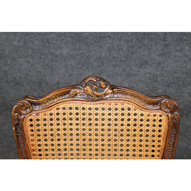 Wood Pair Mid 20th C Louis XV Style Cane Back Side Chairs For Sale - Image 7 of 10