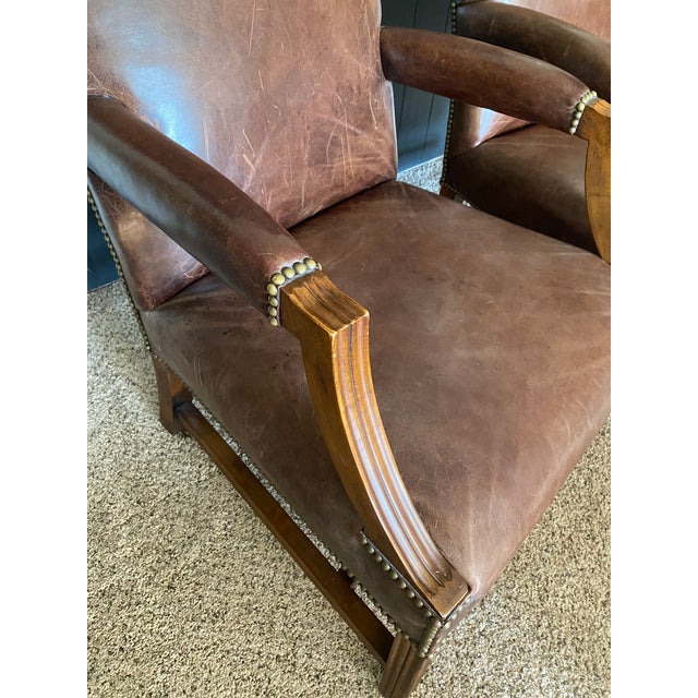 Ralph Lauren for Henredon Leather Executive / Library Chairs — Pair For Sale - Image 11 of 16
