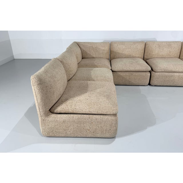 Textile Modular Sofa in Beige Tweed from Strafor, 1980s, Set of 6 For Sale - Image 7 of 8