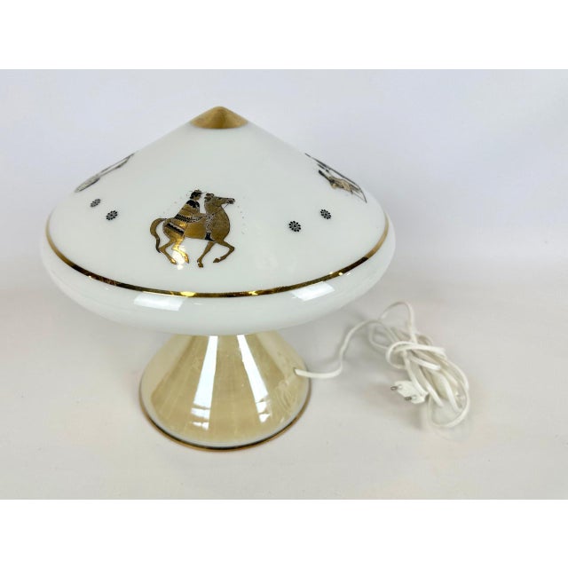 Vintage Greek Table Lamp with Antique Scenes, 1960s, in Very Good conditions. Designed 1960 to 1969 European Plug (up to...