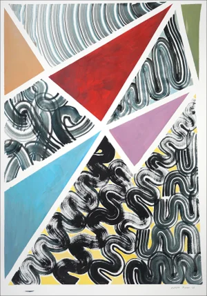 2021 "Funky Geometry" Abstrac Shapes Acrylic Painting on Paper by Natalia Roman