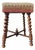 Antique English Oak Barley Twist Upholstered Footstool For Sale