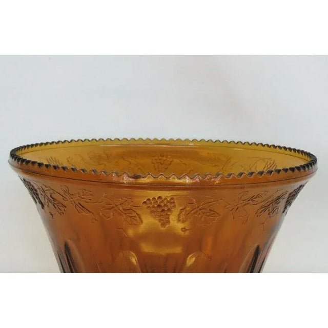 Indiana Harvest Grape Style Amber Glass Punch Bowl For Sale In Miami - Image 6 of 11