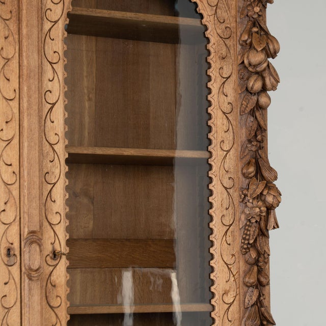 19th Century Tall French Bleached Carved Bookcase Display Cabinet For Sale - Image 10 of 17