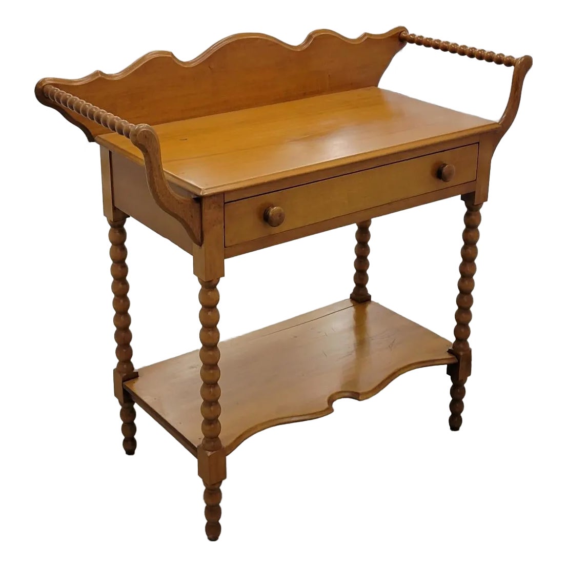 Early American Maple Washstand With Bobbin Legs and Towel Racks | Chairish