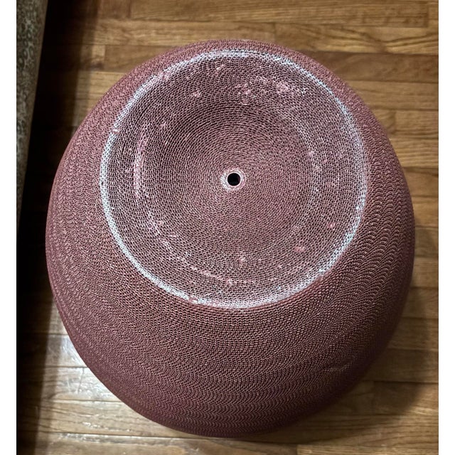 1980s Corrugated Cardboard Large Vessel Floor Vase in Bordeaux by Flute Chicago For Sale - Image 6 of 6