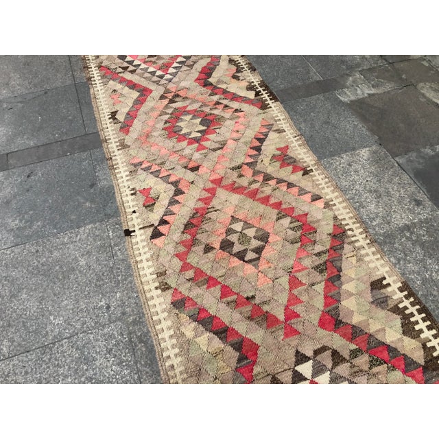 Handmade Vintage Tribal Long Runner Kilim Rug For Sale - Image 6 of 11