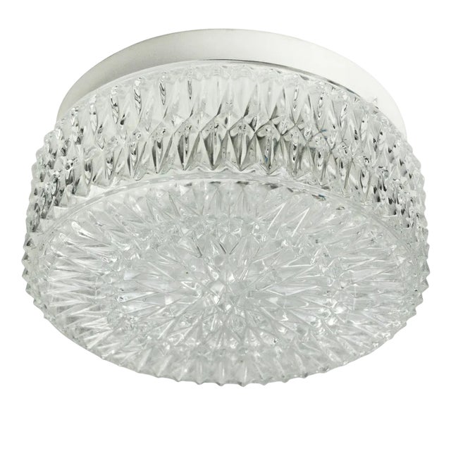 Mid-Century Round Clear Glass Flush Mount For Sale