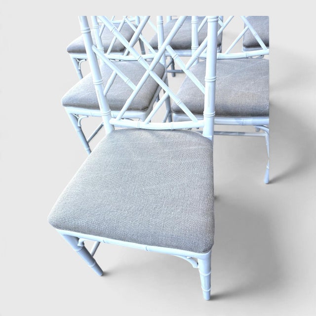 Faux-Bamboo Dining Chairs Set of 6 For Sale - Image 4 of 7