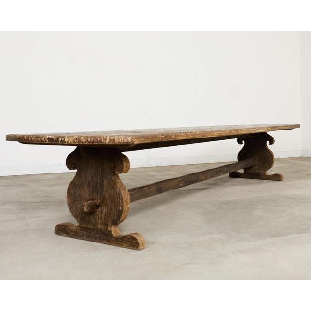 French Provincial Monumental Country French Oak Farmhouse Dining Table 13 Ft For Sale - Image 3 of 18