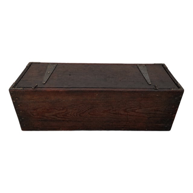 Antique Old-Growth Curly Pine Blanket Chest W/ Hand-Forged Iron Strap Hinges, C. 1880 For Sale