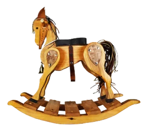 Handmade Wood Leather Rocking Horse Pony