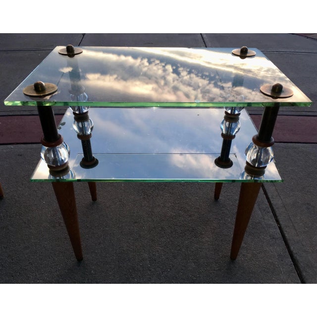 Gilbert Rohde Style Brass & Mirrored Glass Cloud Tables - 2 Pieces For Sale - Image 10 of 13